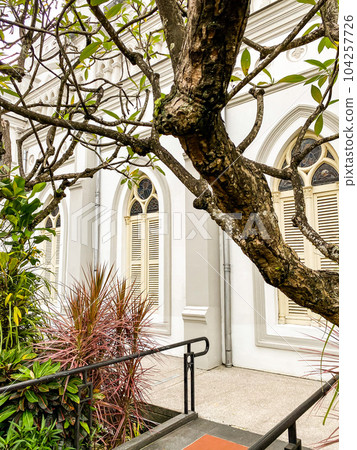 A view of historical complex of a former catholic monastery Chijmes, Singapore. High quality photo A view of historical complex of a former catholic monastery Chijmes, Singapore. High quality photo 104257726