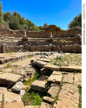 Nympheum (fountain) on archeological site of Tipaza, Algeria. High quality photo 104257751