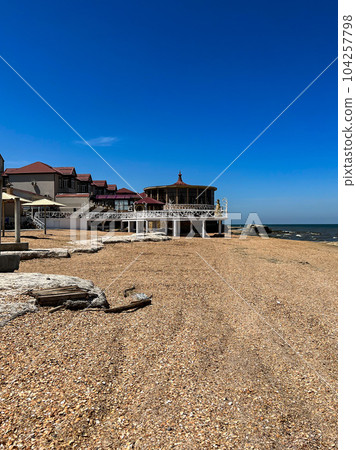 A pier on Derbent beach, Caspian coast. High quality photo A pier on Derbent beach, Caspian coast. High quality photo 104257798