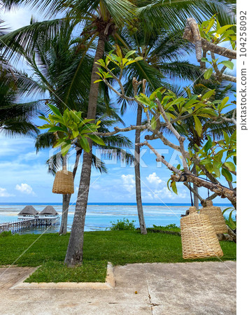 View of water villas in Kiwengwa, Zanzibar. High quality photo View of water villas in Kiwengwa, Zanzibar. High quality photo 104258092