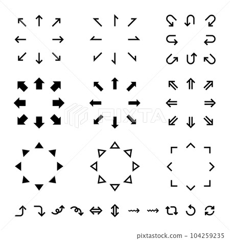 Assortment of various arrows vector icon set 104259235