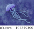 Purple jellyfish and bubble  104259300