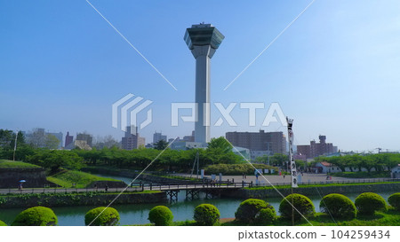 Goryokaku Tower 1 from inside Goryokaku in May 104259434