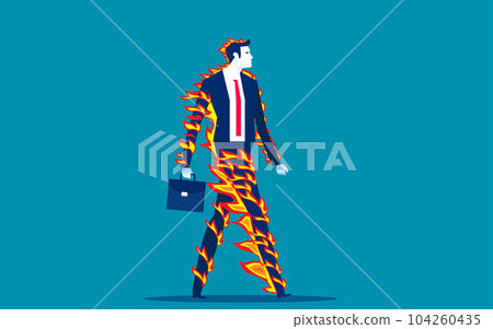Businessman on fire. Business vector illustration concept 104260435