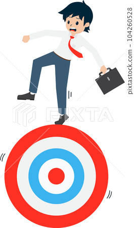 Salary Man Standing on a target at the summit of a high mountain at high risk. If the goal is not appropriate There will be a high risk Salary Man Standing on a target at the summit of a high mountain at high risk. If the goal is not appropriate There will be a high risk 104260528