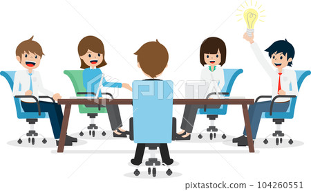 Salary men present new ideas in the meeting room to colleagues 104260551
