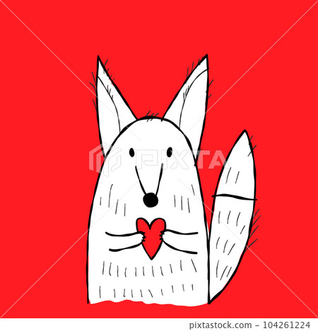Cute fox with heart. Be my Valentine. Valentine's day banner, background, flyer, placard. Holiday poster for scrapbooking. Vector illustration card for greeting, decoration, congratulation, invitation Cute fox with heart. Be my Valentine. Valentine's day banner, background, flyer, placard. Holiday poster for scrapbooking. Vector illustration card for greeting, decoration, congratulation, invitation 104261224
