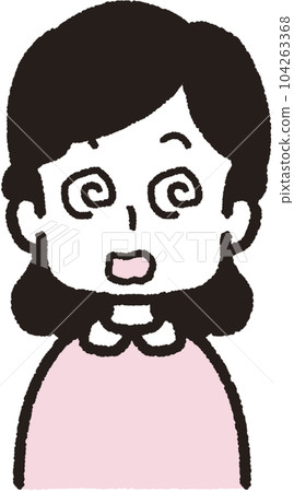 一個女人面向前方，眼睛在旋轉的上半身插圖 104263368