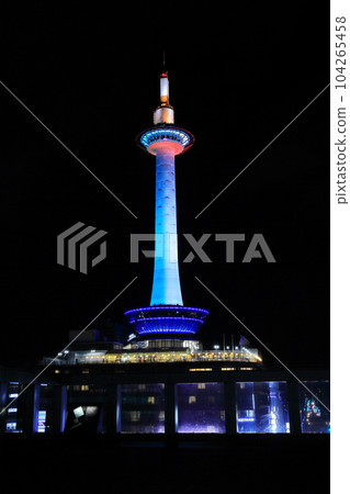 Illuminated Kyoto Tower seen from Kyoto Station Illuminated Kyoto Tower seen from Kyoto Station 104265458