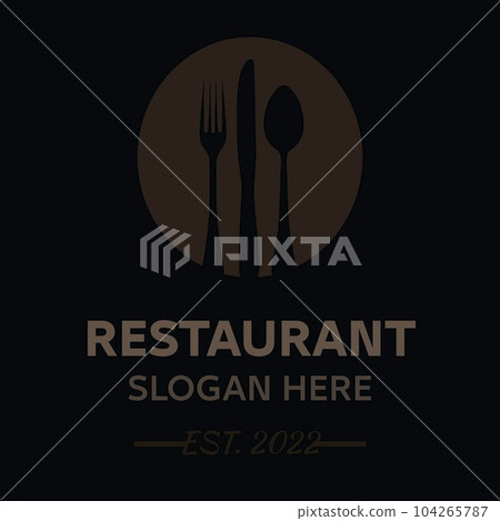 Restaurant logo with spoon and fork icon, modern concept of colors. Restaurant logo with spoon and fork icon, modern concept of colors. 104265787