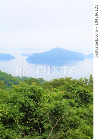 Travel from Takehara, Hiroshima Prefecture to Osaki Daizo From the room of Kinoe Onsen Hotel Seifukan A fantastic view of the sea and Oshita Island in the Seto Inland Sea 104266123