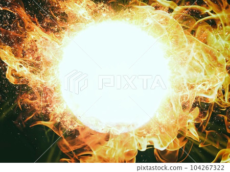 3d illustration of a fireball burning in the dark 104267322