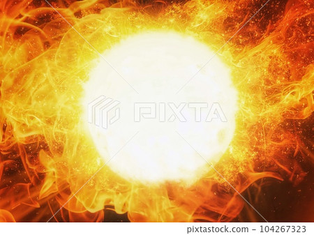 3d illustration of a fireball burning in the dark 3d illustration of a fireball burning in the dark 104267323
