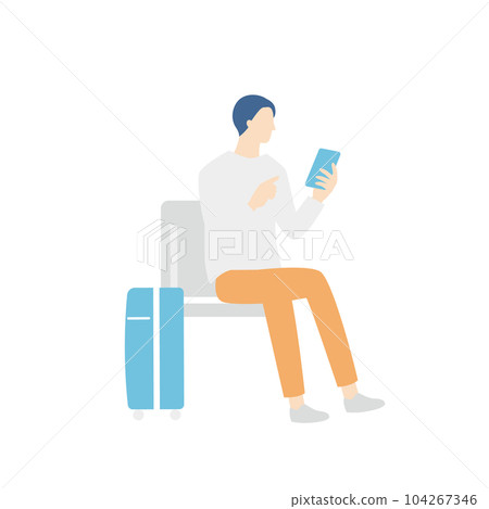 Male tourist checking on smartphone Male tourist checking on smartphone 104267346