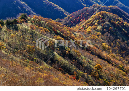 從Oku日光和寺廟山土坎線看見的秋葉山 104267701