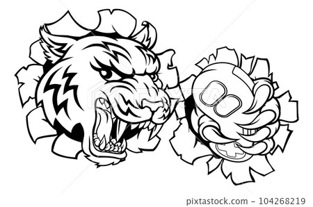 Tiger Gamer Video Game Controller Cartoon Mascot 104268219