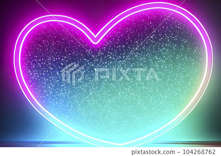 The heart shapes on abstract light neon glitter background in love concept for valentines day with sweet and romantic. Neon heart glowing background space for text. Design and digital material. The heart shapes on abstract light neon glitter background in love concept for valentines day with sweet and romantic. Neon heart glowing background space for text. Design and digital material. 104268762