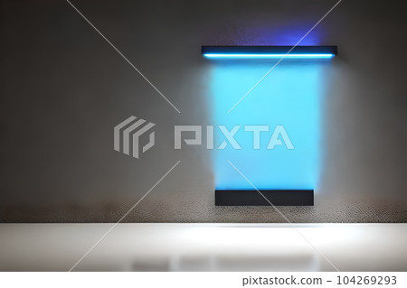 Bright blue rectangle neon at the wall backdrop and background. Bright blue rectangle neon at the wall backdrop and background. 104269293
