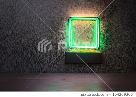 Bright green rectangle neon at the wall backdrop and background. Bright green rectangle neon at the wall backdrop and background. 104269306