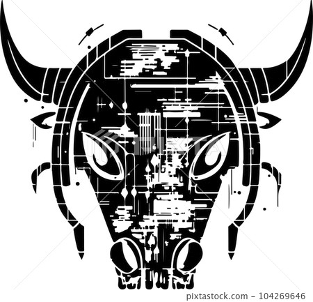 Bull head tech logo technology. Logo design regarding bull. Print design of cyber bull head. Bull head tech logo technology. Logo design regarding bull. Print design of cyber bull head. 104269646