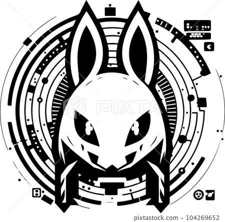vector graphic illustration logo design for modern digital tech rabbit 104269652