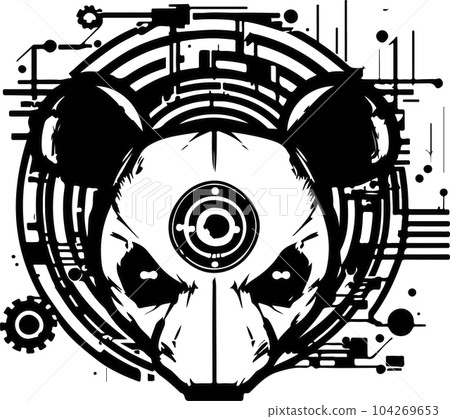 Panda tech template for logo or print. Vector cyber panda illustration Panda tech template for logo or print. Vector cyber panda illustration 104269653