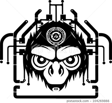 Cyborg ape esport mascot logo design. Tech illustration of monkey for print or logo. 104269866