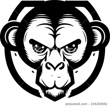 Cyborg ape esport mascot logo design. Tech illustration of monkey for print or logo. 104269892