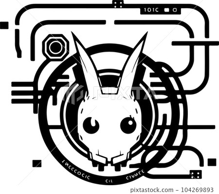 vector graphic illustration logo design for modern digital tech rabbit vector graphic illustration logo design for modern digital tech rabbit 104269893