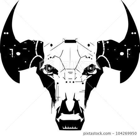Bull head tech logo technology. Logo design regarding bull. Print design of cyber bull head. Bull head tech logo technology. Logo design regarding bull. Print design of cyber bull head. 104269950