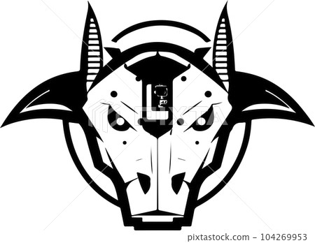 Bull head tech logo technology. Logo design regarding bull. Print design of cyber bull head. Bull head tech logo technology. Logo design regarding bull. Print design of cyber bull head. 104269953
