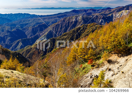Mountain ranges of colored leaves seen from Oku-Nikko, Mt. Shayama, and Mt. 104269966