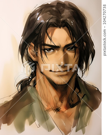 江戶末期浪人風格年輕人的水彩風格插圖 江戶末期浪人風格年輕人的水彩風格插圖 104270738