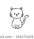 簡單的線條畫蓬鬆的白貓 104271028