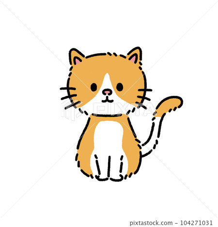 簡單的線條畫毛茸茸的貓 104271031
