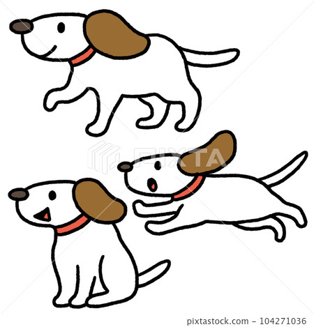 一隻簡單的線條畫紅項圈的狗 104271036