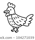 簡單的線條畫單色雞 104271039