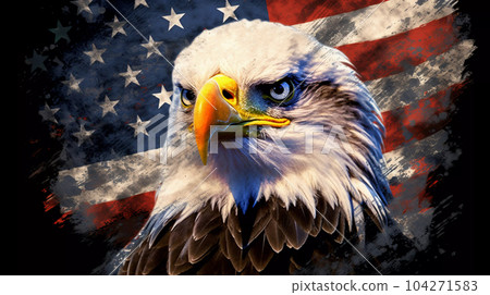 USA Flag with American Eagle 104271583