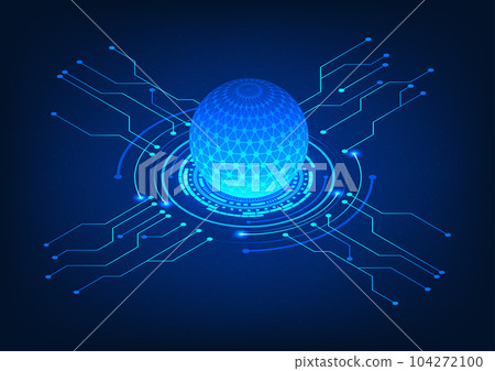 Isometric data processor with technology circle connected circuit The concept of a technology processor that receives data and processes it and sends it to other operating systems in Internet network Isometric data processor with technology circle connected circuit The concept of a technology processor that receives data and processes it and sends it to other operating systems in Internet network 104272100