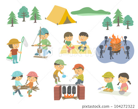 Illustration set of children camping Illustration set of children camping 104272322