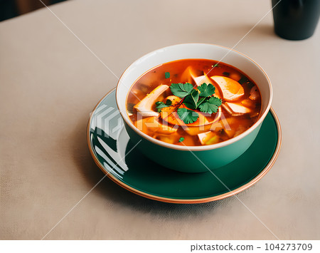 Cozy highdetail restaurant realistic tom yum. Cozy highdetail restaurant realistic tom yum. 104273709