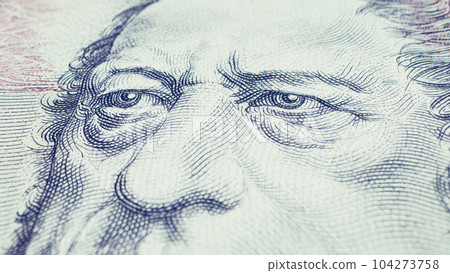 Czech crowns cash money macro background. Ceska koruna. Francis Palacky 104273758