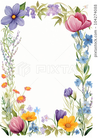 Frame-Summer Flowers-Copy Space-AI Generated Frame-Summer Flowers-Copy Space-AI Generated 104274088
