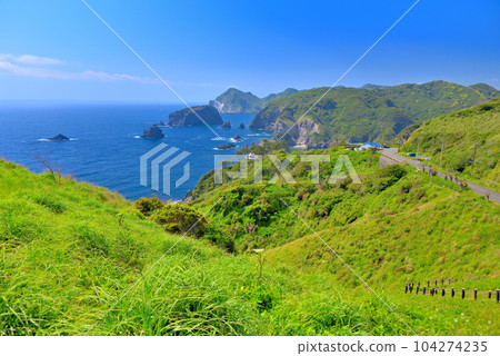 伊豆半島、南伊豆、從靜岡縣南伊豆町湯菅公園眺望的豐富自然和美麗的奧色海 (2) 伊豆半島、南伊豆、從靜岡縣南伊豆町湯菅公園眺望的豐富自然和美麗的奧色海 (2) 104274235