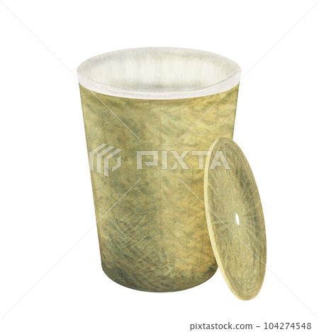 Laundry basket. Watercolor illustration on a white background. Hand drawn. For postcards Laundry basket. Watercolor illustration on a white background. Hand drawn. For postcards 104274548