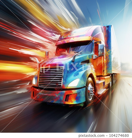Futuristic background illustration with truck Futuristic background illustration with truck 104274680