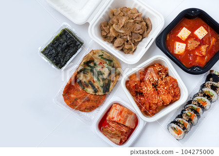 Korean takeout gimbap kimchi yangnyeom chicken pancake bulgogi sundubu jjigae Korean takeout gimbap kimchi yangnyeom chicken pancake bulgogi sundubu jjigae 104275000