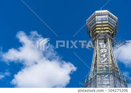 Blue sky and big radio tower in Osaka Blue sky and big radio tower in Osaka 104275206