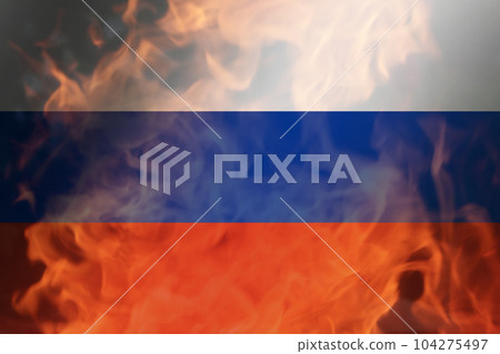 Civil war in Russia concept. PMK Wagner against the Russian army. Prigozhin against Putin. Flag. Protesters on the streets. Fire and flame. Crisis and strike Civil war in Russia concept. PMK Wagner against the Russian army. Prigozhin against Putin. Flag. Protesters on the streets. Fire and flame. Crisis and strike 104275497