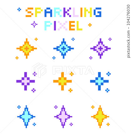 Colorful sparkle pixel Cute Sparkling pixel bright sparkle star, Stars, glitter, sparkles. Starry sky pixel Colorful sparkle pixel Cute Sparkling pixel bright sparkle star, Stars, glitter, sparkles. Starry sky pixel 104276030